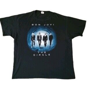 Anvil Bon Jovi - he Circle 2010 Tour T-Shirt Mens 2X Black Double Sided Band Tee